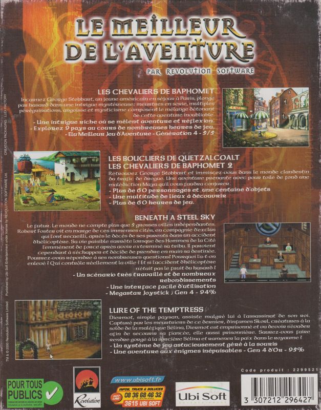 Back Cover for Revolution Classic Adventures (Windows)