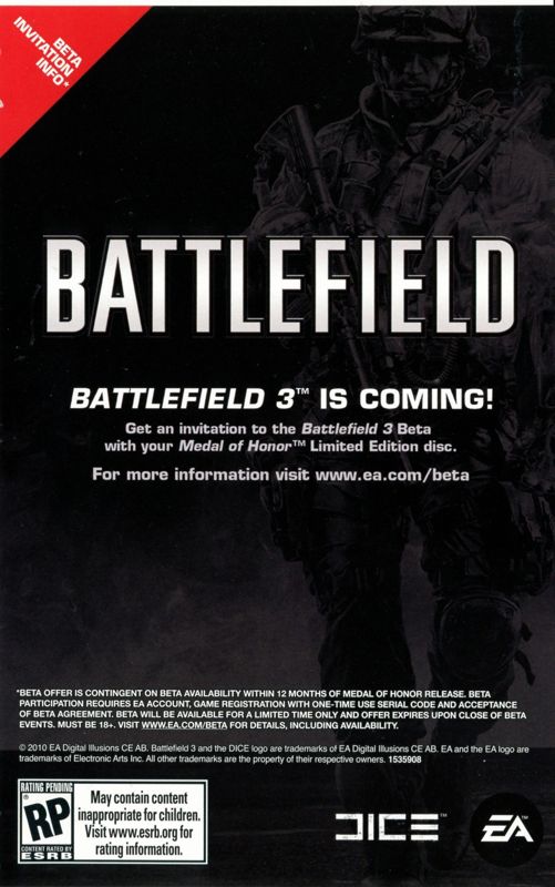 Advertisement for Medal of Honor (Limited Edition) (Windows): Battlefield 3