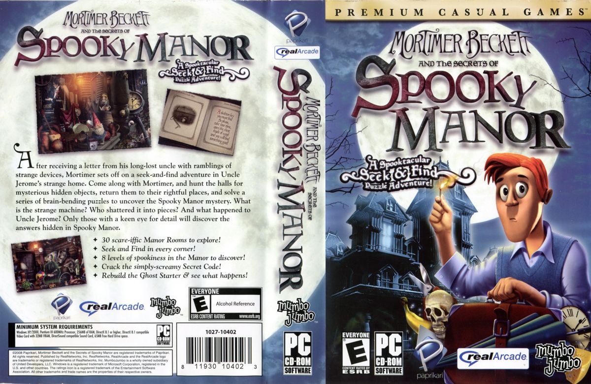 Full Cover for Mortimer Beckett and the Secrets of the Spooky Manor (Windows) (MumboJumbo release): Keep Case