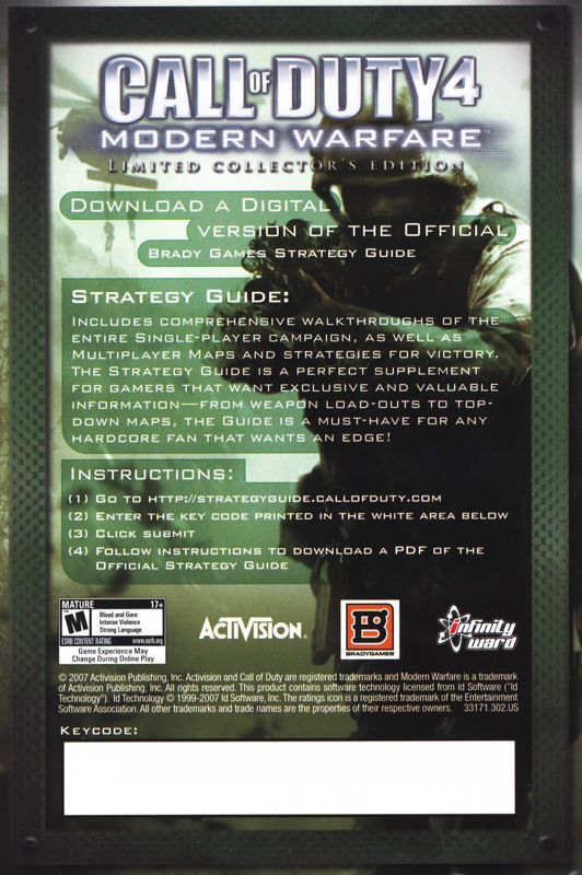 Extras for Call of Duty 4: Modern Warfare (Limited Collector's Edition) (Windows): DLC Code