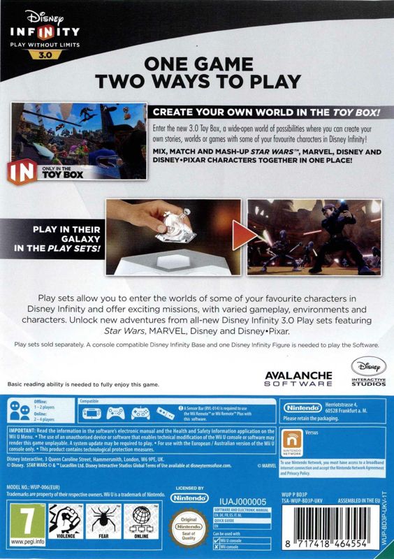 Back Cover for Disney Infinity: 3.0 Edition - Starter Pack (Wii U)