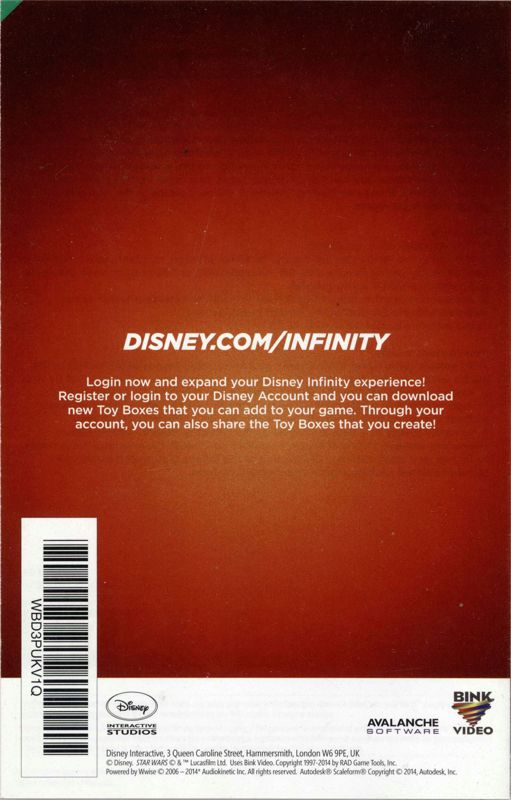 Manual for Disney Infinity: 3.0 Edition - Starter Pack (Wii U): Back