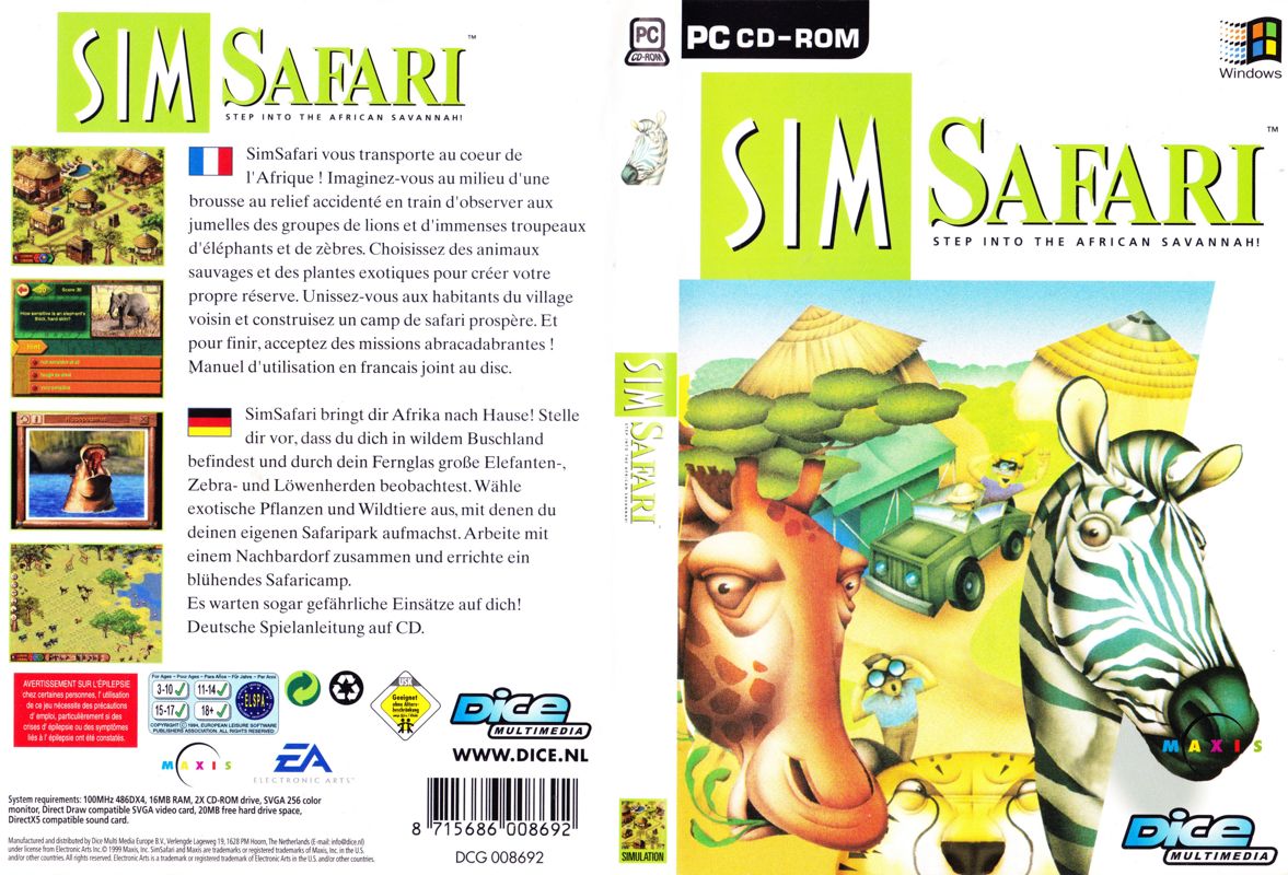Full Cover for SimSafari (Windows) (Dice Multimedia release)