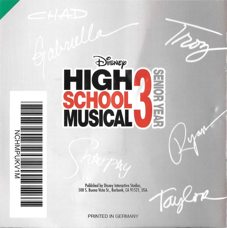 Manual for High School Musical 3: Senior Year (Nintendo DS): Back