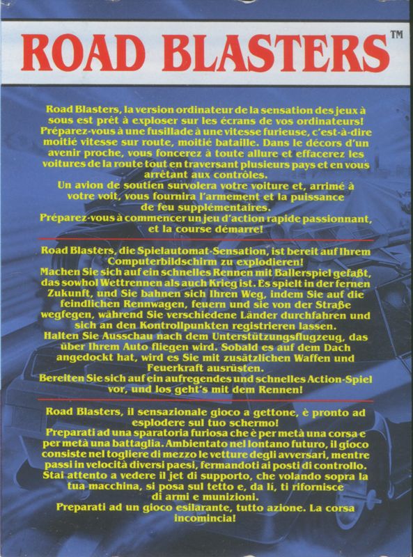 Inside Cover for RoadBlasters (ZX Spectrum)