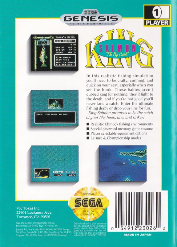 Back Cover for King Salmon: The Big Catch (Genesis)