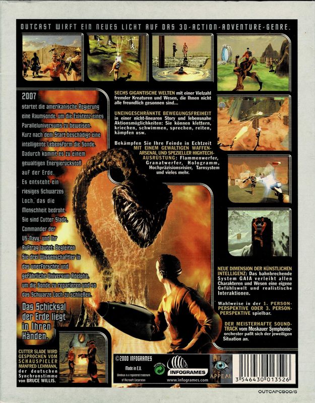 Back Cover for Outcast (Windows) (Best of Infogrames release)