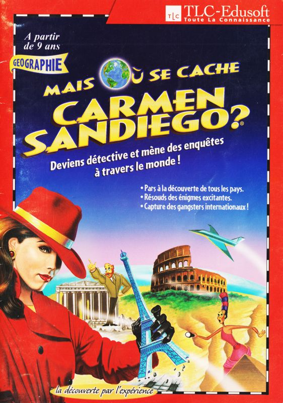 Manual for Where in the World is Carmen Sandiego? (CD-ROM) (Windows and Windows 3.x): Front (40-page)