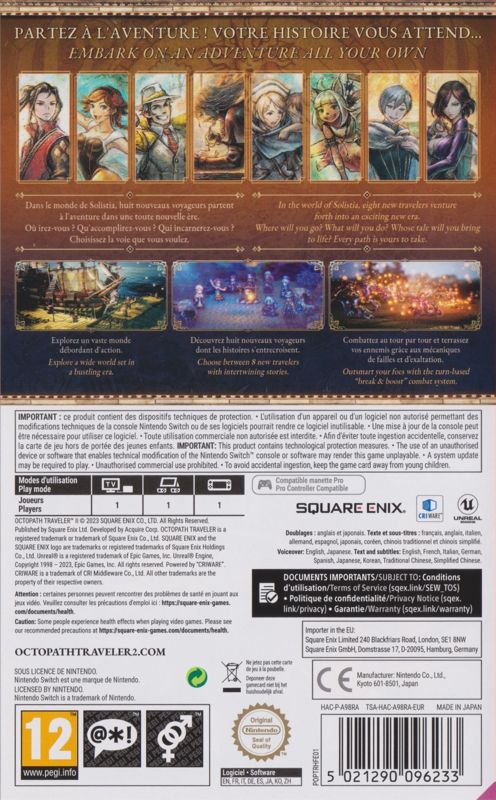 Back Cover for Octopath Traveler II (Nintendo Switch)