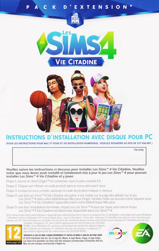 Extras for The Sims 4: City Living (Macintosh and Windows): Install Instructions - Back