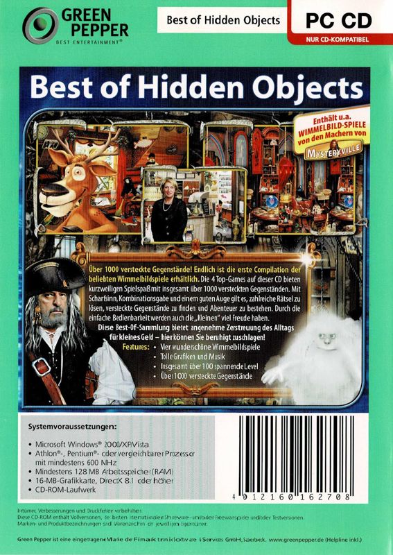 Back Cover for Best of Hidden Objects (Windows) (Green Pepper release)