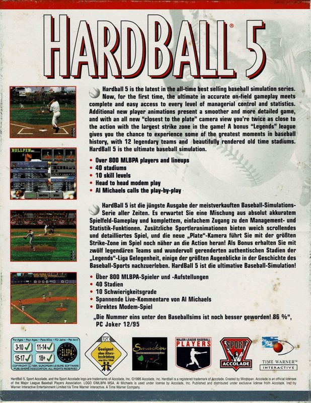 Back Cover for HardBall 5 (DOS)