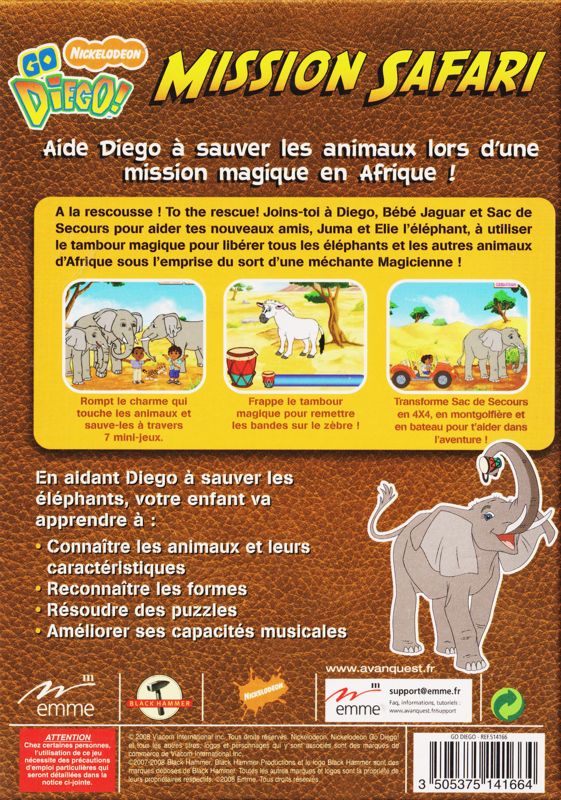 Back Cover for Go, Diego, Go! Safari Rescue (Macintosh)