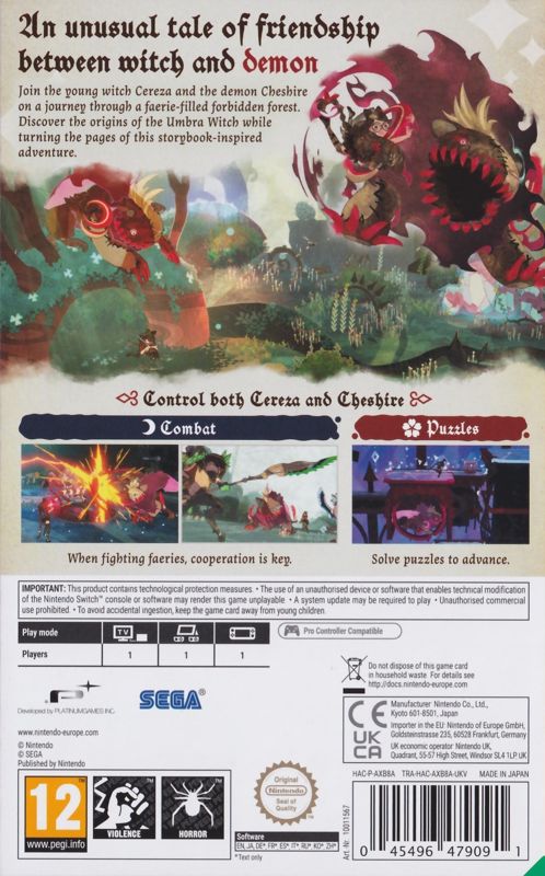 Back Cover for Bayonetta Origins: Cereza and the Lost Demon (Nintendo Switch)
