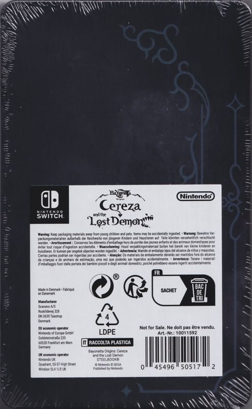 Extras for Bayonetta Origins: Cereza and the Lost Demon (Nintendo Switch): Pre-order Steelbook, Back (Factory Sealed)