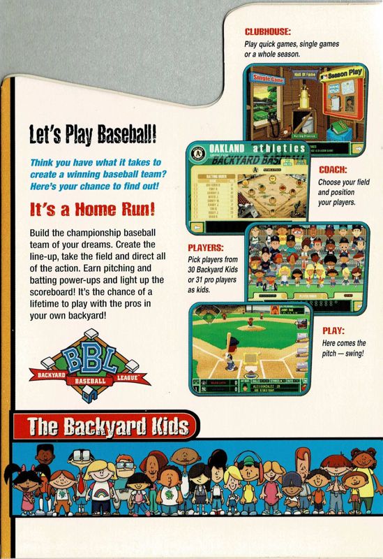 Inside Cover for Backyard Baseball 2003 (Macintosh and Windows): Left
