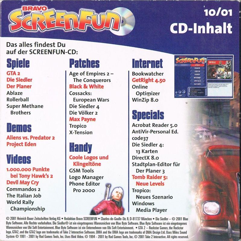 Back Cover for RollerBall (Windows) (Bravo Screenfun Covermount 10/2001)