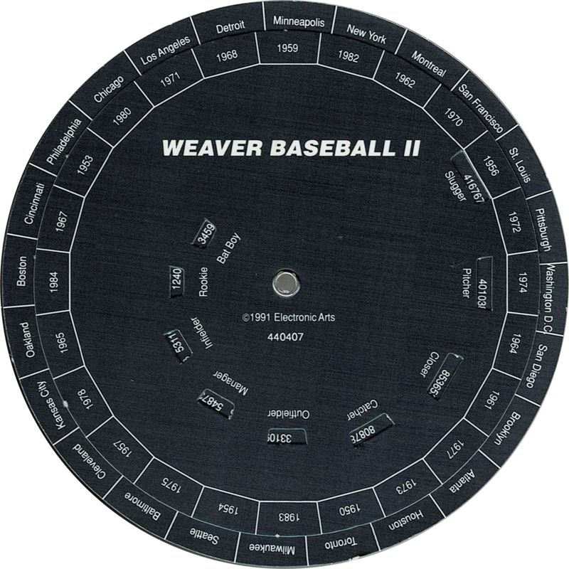 Extras for Earl Weaver Baseball II (DOS) (Alternate 3.5" floppy disk release): Code Wheel