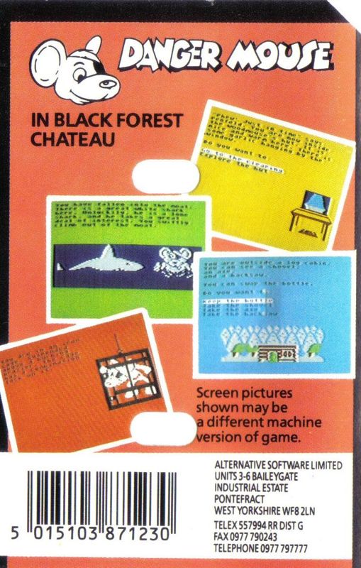 Back Cover for Danger Mouse in the Black Forest Chateau (MSX)