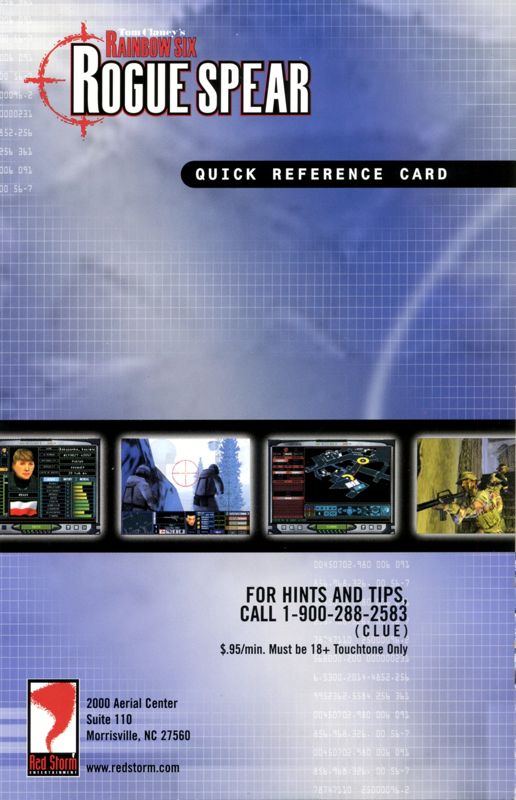 Reference Card for Tom Clancy's Rainbow Six: Rogue Spear (Windows): Front