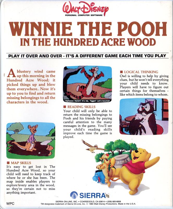 Back Cover for Winnie the Pooh in the Hundred Acre Wood (Apple II)