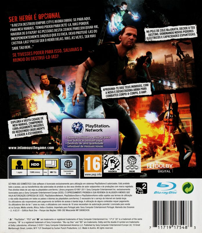 Back Cover for inFAMOUS 2 (PlayStation 3)