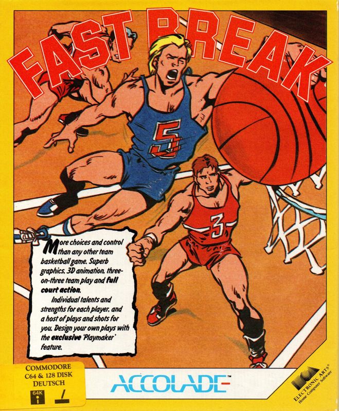 Front Cover for Fast Break (Commodore 64) (Floppy disk release for Germany. Photos from my private collection.)