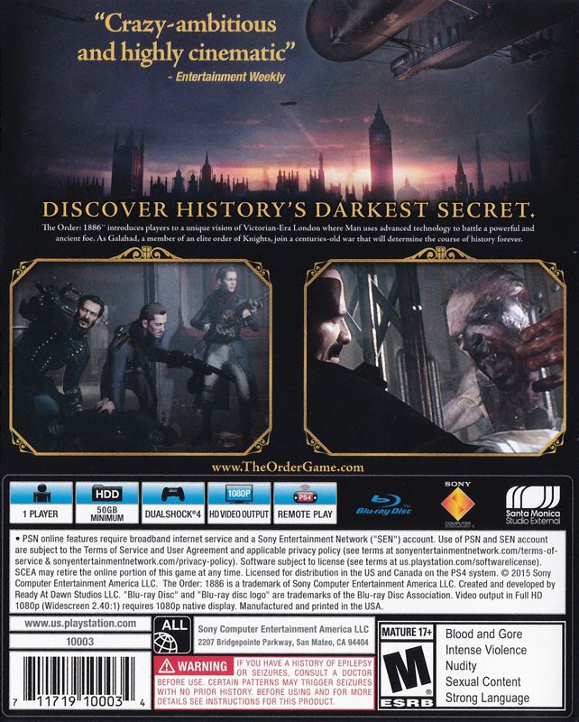 The Order: 1886 Cover Or Packaging Material - MobyGames