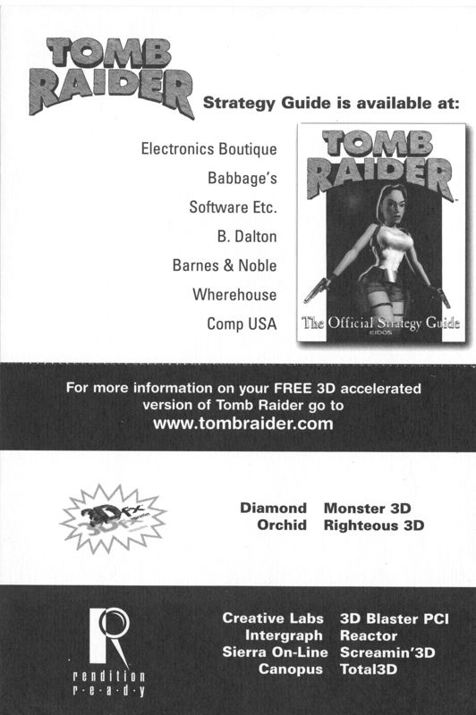 Advertisement for Tomb Raider (DOS): Strategy Guide