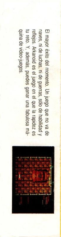 Back Cover for Arkanoid (Commodore 64) (Cassette tape release for Spain)