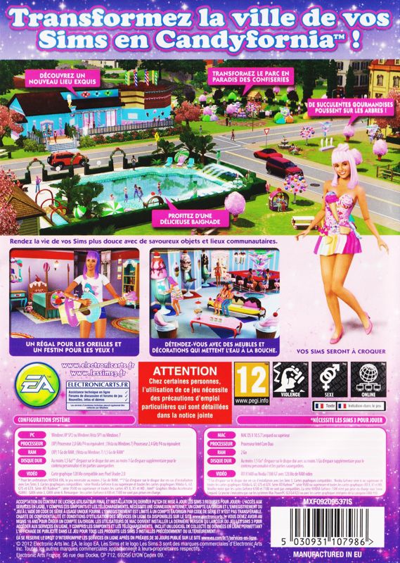 Back Cover for The Sims 3: Katy Perry's Sweet Treats (Windows)