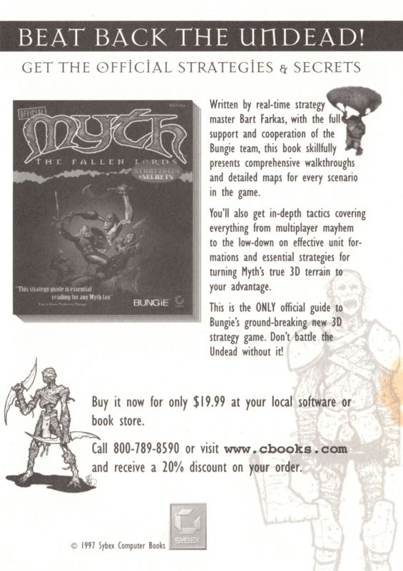 Advertisement for Myth: The Fallen Lords (Windows): Strategy Guide