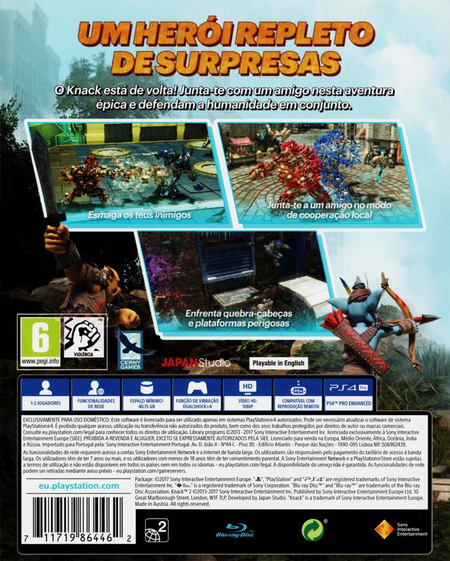 Back Cover for Knack II (PlayStation 4)