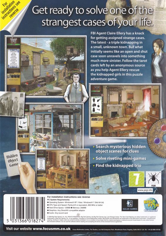 Back Cover for Strange Cases: The Tarot Card Mystery (Windows) (Focus Essentials release)