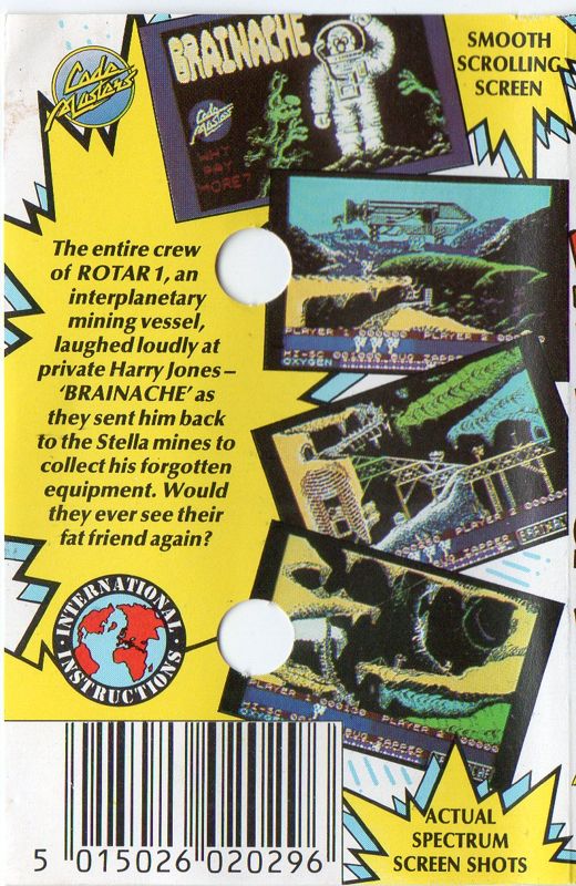 Back Cover for Brainache (ZX Spectrum)