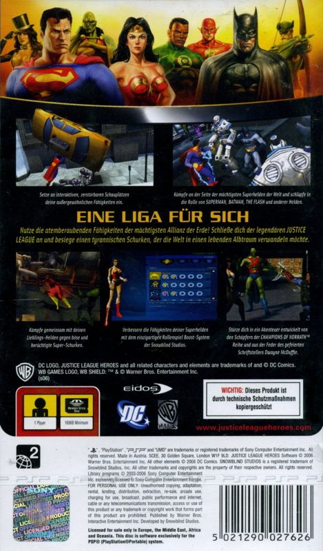 Back Cover for Justice League Heroes (PSP)