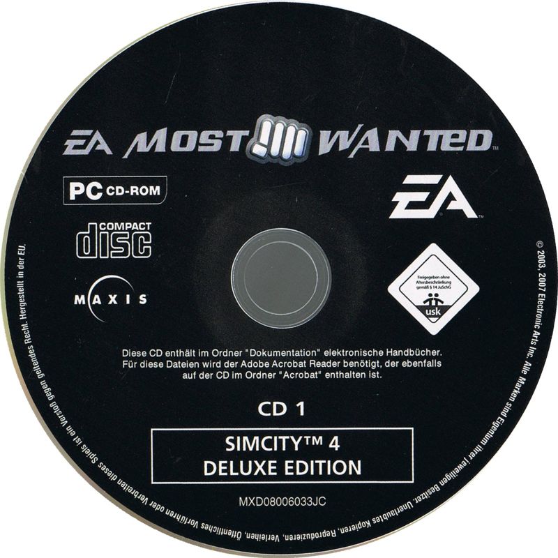 Media for SimCity 4: Deluxe Edition (Windows) (EA Most Wanted release): Disc 1