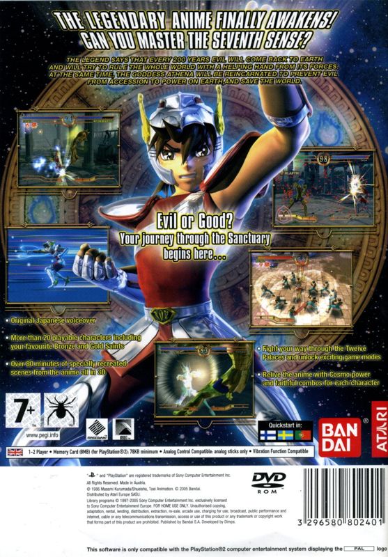 Back Cover for Saint Seiya: The Sanctuary (PlayStation 2)