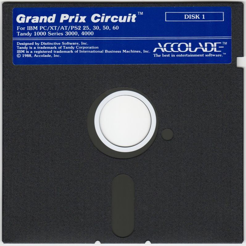 Media for Accolade In Action (DOS): Grand Prix Circuit disc 1