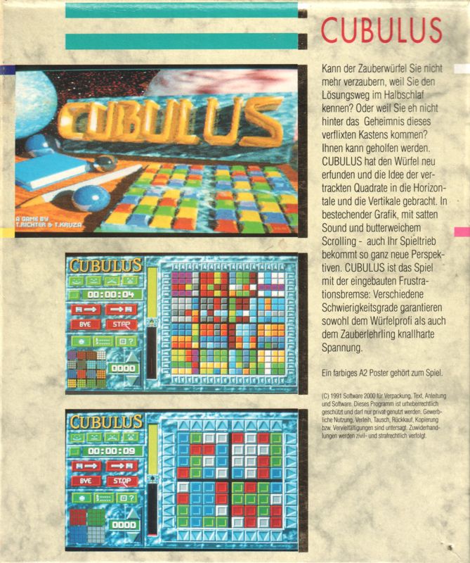 Back Cover for Cubulus (DOS)