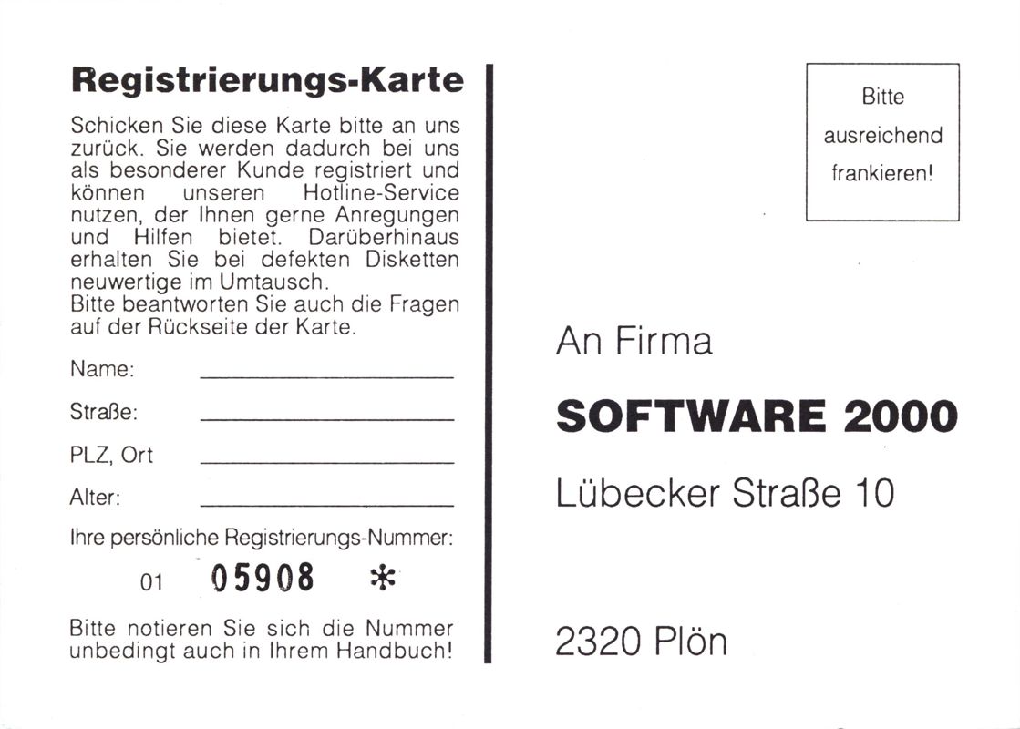 Other for Cubulus (DOS): Registration Card