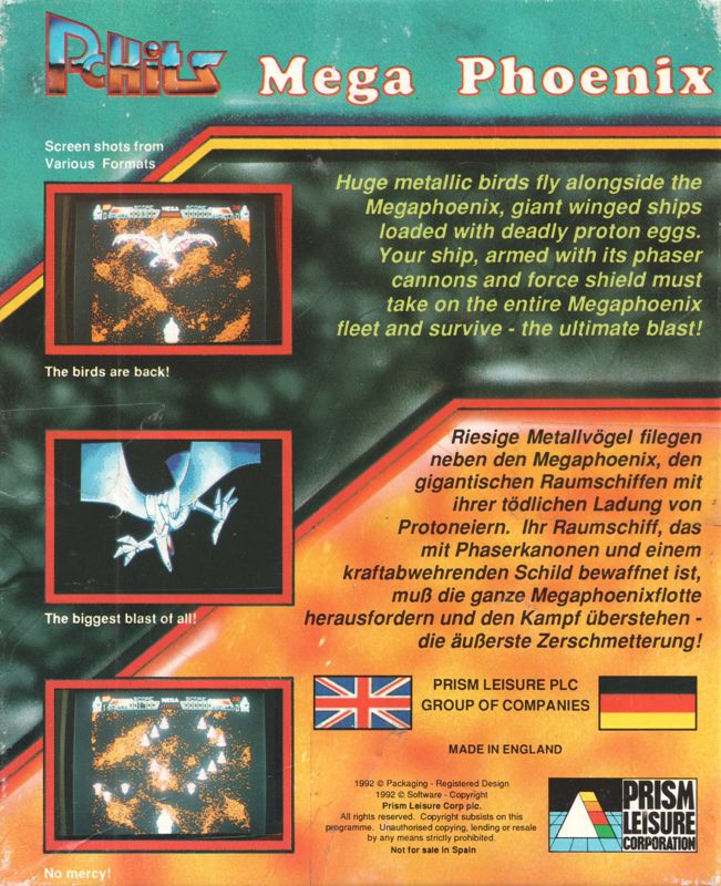 Back Cover for Mega Phoenix (DOS) (PLC PC Hits Dual Media release)