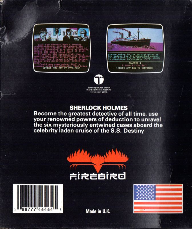 Back Cover for Sherlock Holmes in "Another Bow" (Commodore 64) (Firebird release)