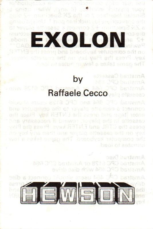 Manual for Exolon (Commodore 64): Manual cover
