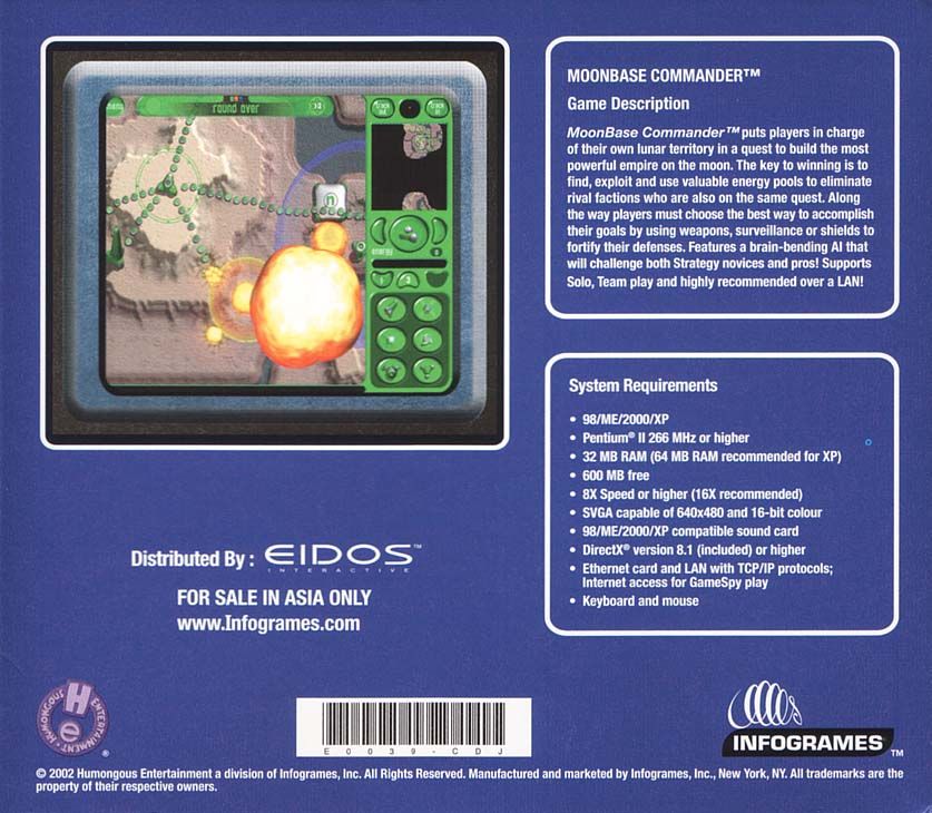 Back Cover for Moonbase Commander (Windows) (The Infogrames Collection release)