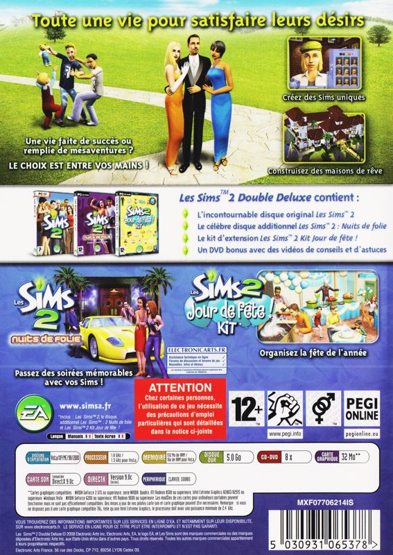 Back Cover for The Sims 2: Double Deluxe (Windows)