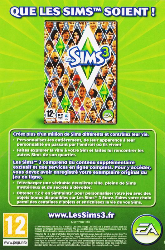Advertisement for The Sims 2: Best of Business Collection (Windows): The Sims 3 leaflet - Back