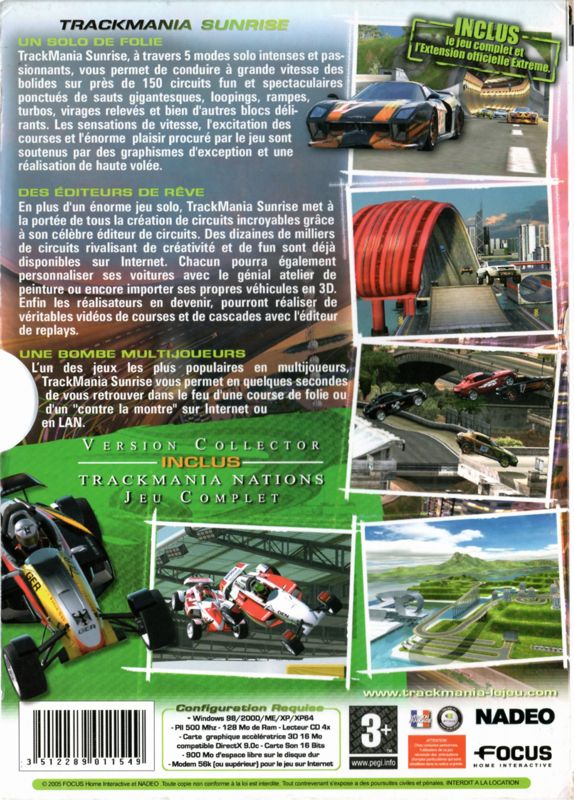 Other for TrackMania Sunrise eXtreme + TrackMania Nations ESWC (Collector's Edition) (Windows): Slipcase - Back