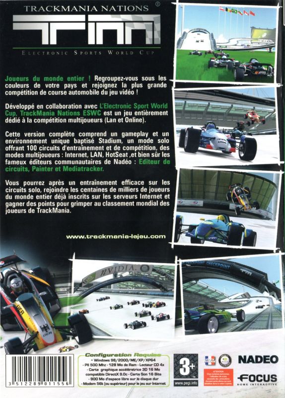 Back Cover for TrackMania Sunrise eXtreme + TrackMania Nations ESWC (Collector's Edition) (Windows): Game 2/2