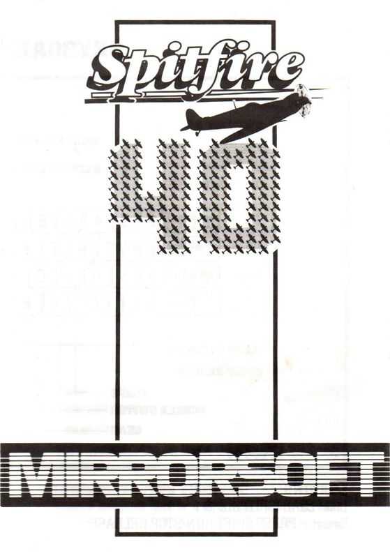 Manual for Spitfire '40 (Commodore 64) (Cassette tape release)